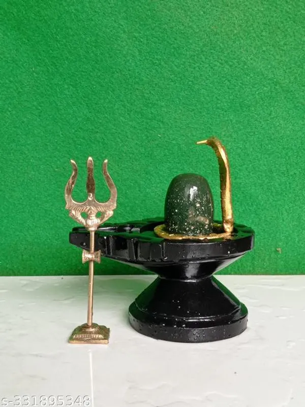 100_Natural_Origanal_Narmada_Stone_Bana_Lingam_Narmadeshwar_3_Inch_Shivling_And_6_Inch_Black_Damru_Jaladhari_With_Nag_Snack_Trishul_For_For_Worship_At_Home_Lord_Mahadeva_Shivsankar_Size_3_X_6
