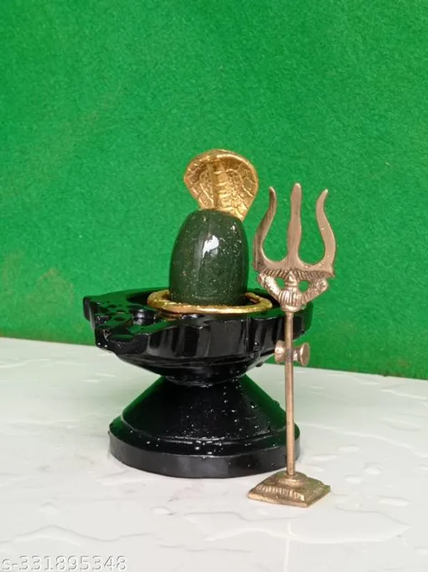 100_Natural_Origanal_Narmada_Stone_Bana_Lingam_Narmadeshwar_3_Inch_Shivling_And_6_Inch_Black_Damru_Jaladhari_With_Nag_Snack_Trishul_For_For_Worship_At_Home_Lord_Mahadeva_Shivsankar_Size_3_X_6