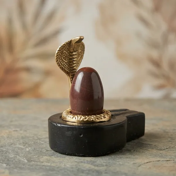2_Inch_Original_Natural_Swayambhu_Narmadeshwar_Narmada_Stone_Shiva_Lingam_With_3_Inch_Base_Naag_For_Tempal_Puja