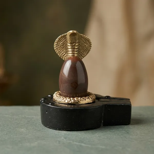 2_Inch_Original_Natural_Swayambhu_Narmadeshwar_Narmada_Stone_Shiva_Lingam_With_3_Inch_Base_Naag_For_Tempal_Puja
