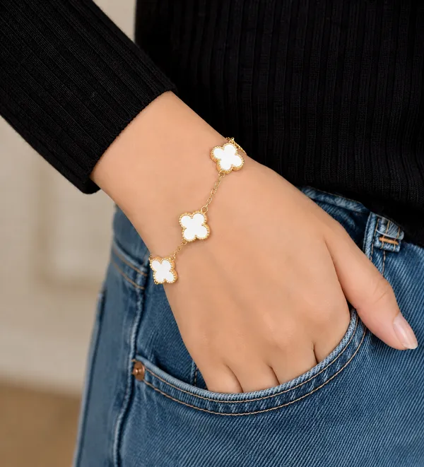 White_And_Golden_Abs_Plastic_Bracelet_For_Women