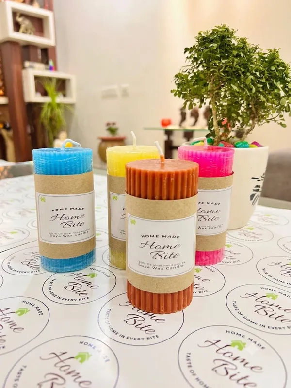 Multicolor_Soya_Wax_Ribbed_Pillar_Candle_Pack_Of_4