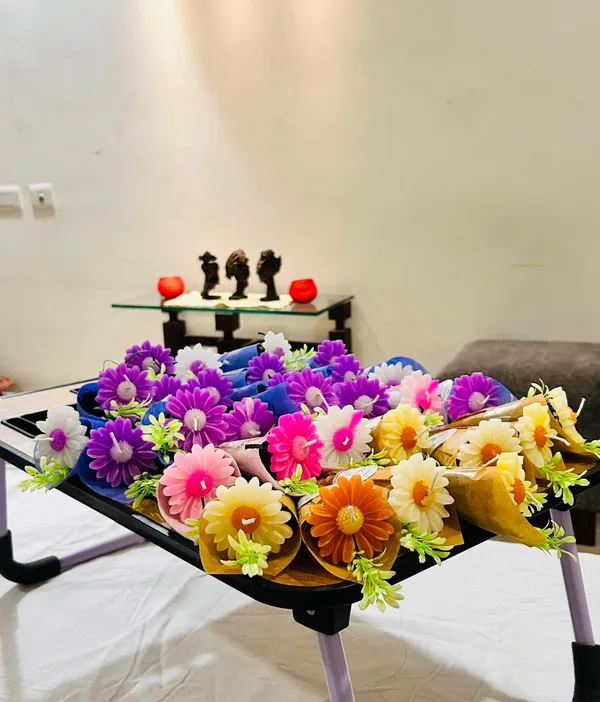 Multicolor_Soya_Wax_Floral_Bouquet_Shaped_Candle_Pack_Of_4