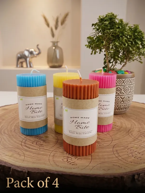 Multicolor_Soya_Wax_Ribbed_Pillar_Candle_Pack_Of_4