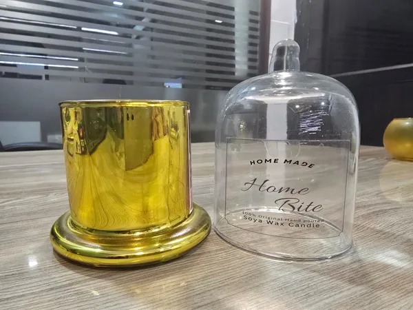 Golden_Soya_Wax__Decorative__Gold_Glass_Bell_Jar_Lavender(1pcs)_with_Roasted_Coffee_Candle(1pc)