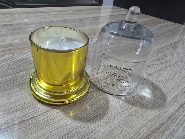 Golden_Soya_Wax__Decorative__Gold_Glass_Bell_Jar_Lavender(1pcs)_with_Roasted_Coffee_Candle(1pc)