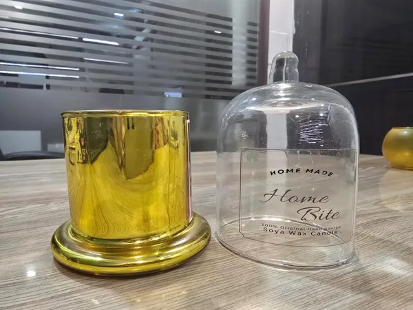 Golden_Soya_Wax__Decorative__Gold_Glass_Bell_Jar_Lavender(1pcs)_with_Roasted_Coffee_Candle(1pc)