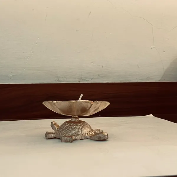 White_Brass_Ethnic_Tortoise_Base_Flower_Bowl_Decorative_Candle