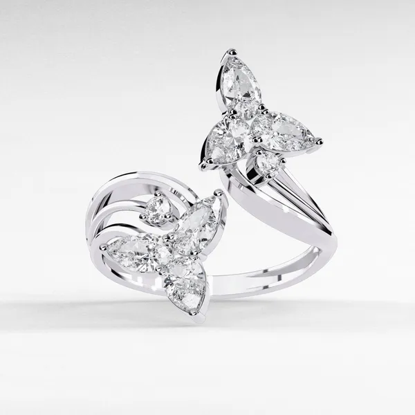 Silver_925_Sterling_Pear_Round_Mixed_Cut_Moissanite_Ring_For_Women