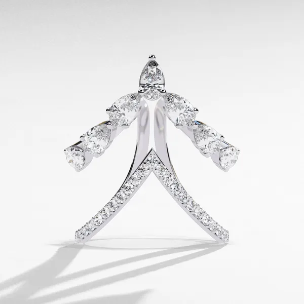 Silver_925_Sterling_Pear_And_Round_Cut_Moissanite_Ring_For_Women