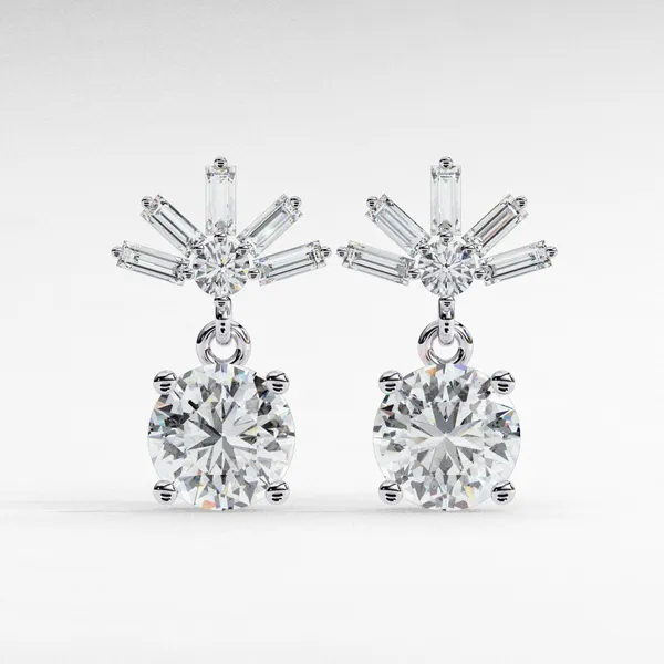 Silver_925_Sterling_Baguette_Round_Drop_Moissanite_Earrings_For_Women