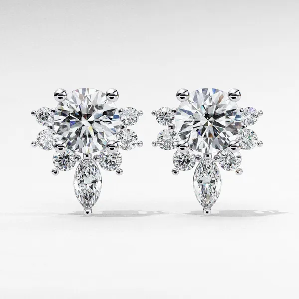 Silver_925_Sterling_Marquise_Round_Multi-Stone_Stud_Moissanite_Earrings_For_Women