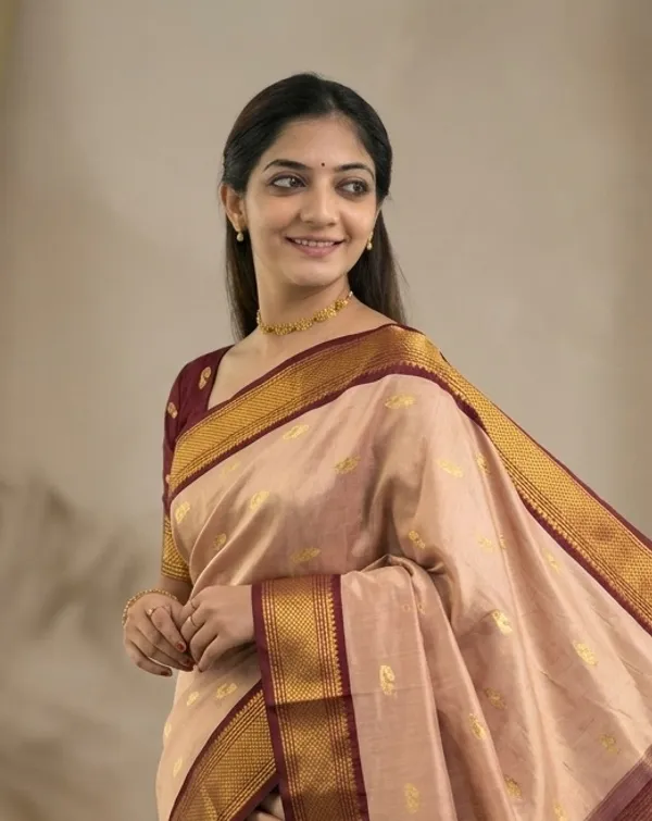 Beige_Sico_Silk_Paithani_Zari_Border_Saree_For_Women