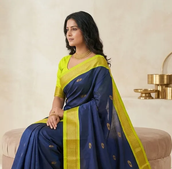 Blue_Sico_Silk_Paithani_Zari_Border_Saree_For_Women