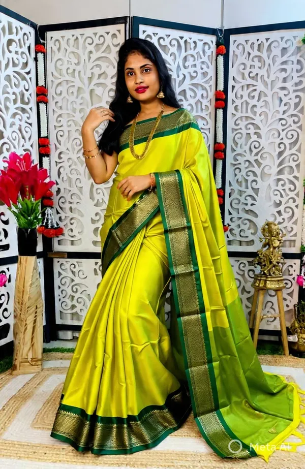 Lime_Sico_Silk_Paithani_Zari_Border_Saree_For_Women