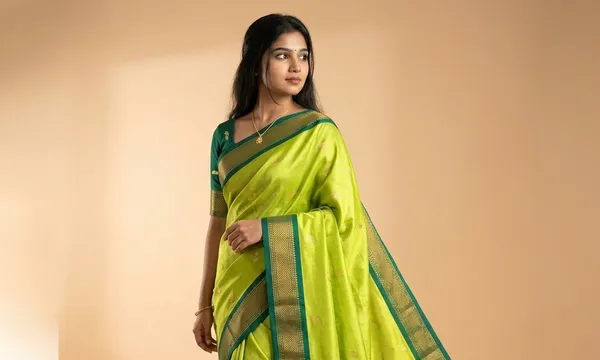 Lime_Sico_Silk_Paithani_Woven_Border_Designer_Pallu_Saree_For_Women