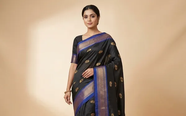 Black_Sico_Silk_Paithani_Party_Wear_Zari_Border_Saree_For_Women