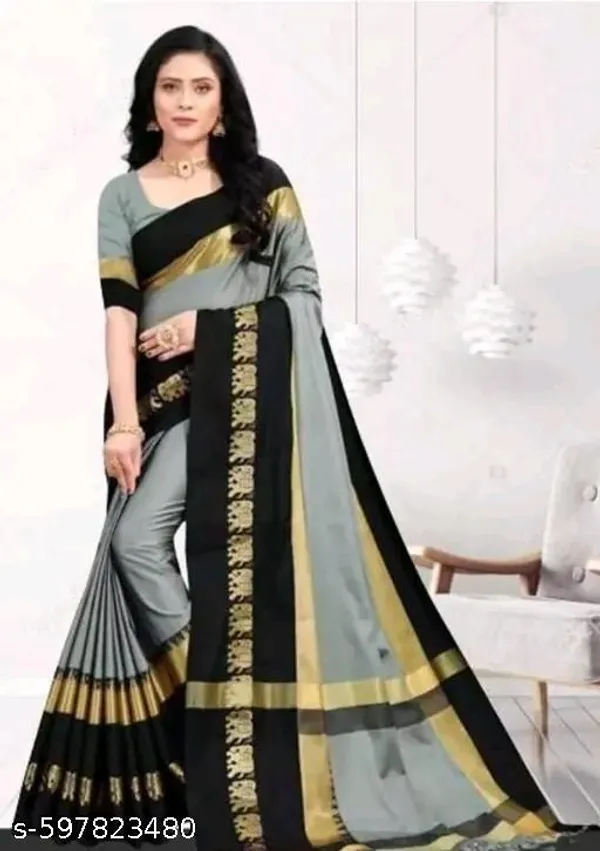 Grey_Sico_Silk_Paithani_Zari_Border_Wedding_Saree_For_Women