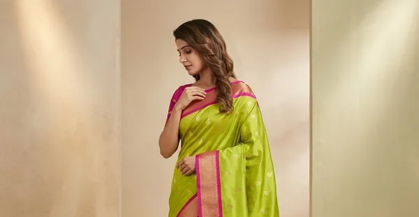 Lime_Sico_Silk_Paithani_Zari_Border_Saree_For_Women