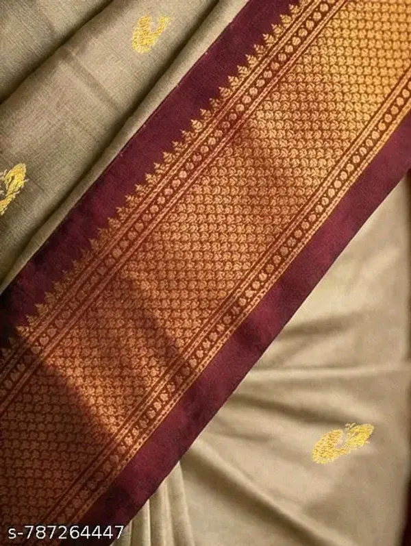 Grey_Sico_Silk_Paithani_Contrast_Blouse_Saree_For_Women