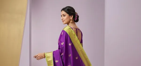 Violet_Sico_Silk_Paithani_Zari_Peacock_Butta_Saree_For_Women