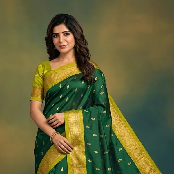 Bottle_Green_Sico_Silk_Zari_Border_Paithani_Saree_For_Women