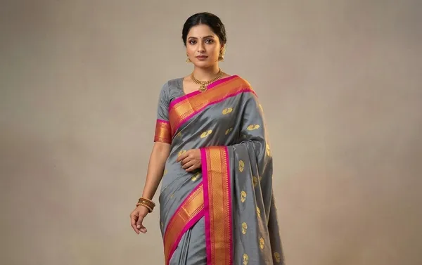 Grey_Sico_Silk_Paithani_Zari_Border_Saree_For_Women