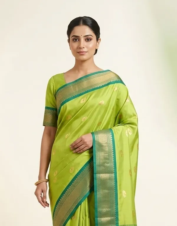 Lime_Sico_Silk_Paithani_Zari_Work_Saree_For_Women