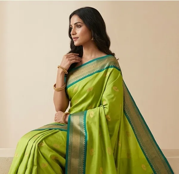 Lime_Sico_Silk_Paithani_Zari_Work_Saree_For_Women