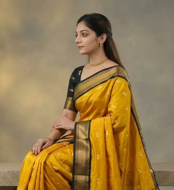 Yellow_Sico_Silk_Paithani_Zari_Border_Saree_For_Women