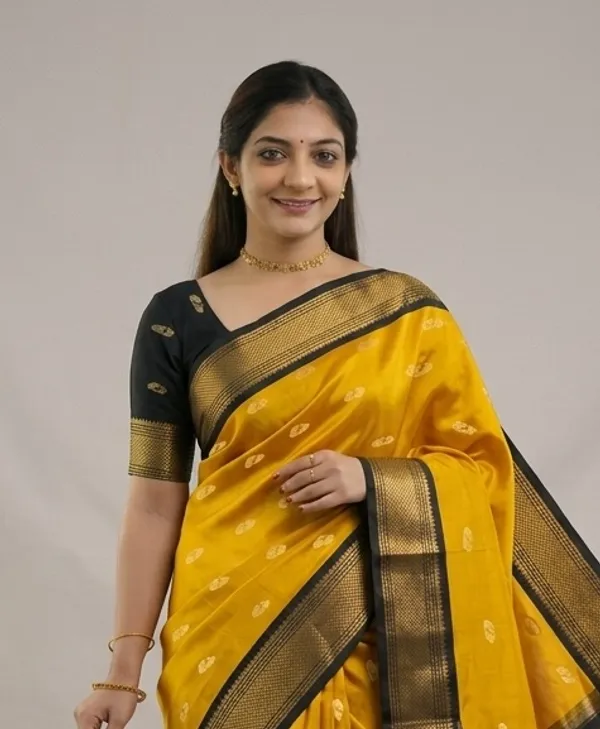Yellow_Sico_Silk_Paithani_Zari_Border_Saree_For_Women