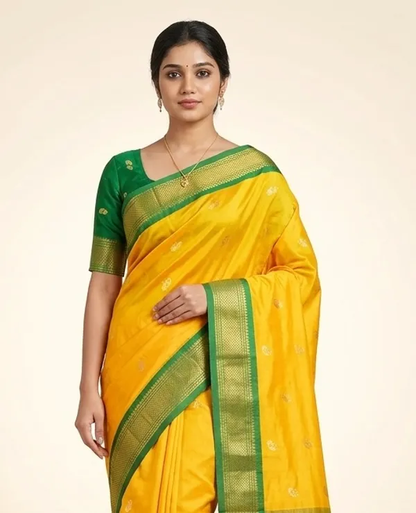 Yellow_Sico_Silk_Paithani_Woven_Border_Designer_Pallu_Saree_For_Women