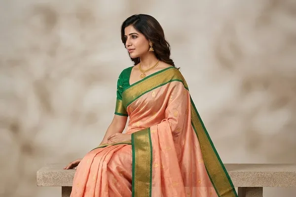 Peach_Sico_Silk_Paithani_Zari_Border_Saree_For_Women