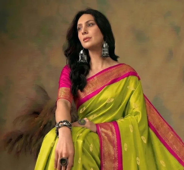 Lime_Sico_Silk_Paithani_Woven_Pallu_Saree_For_Women