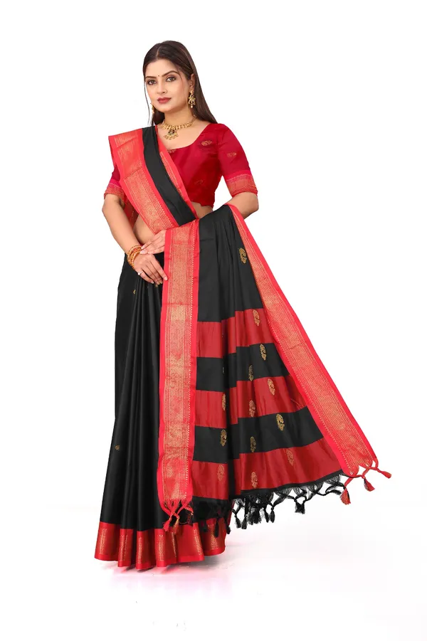 Black_Sico_Silk_Paithani_Zari_Peacock_Boota_Saree_For_Women