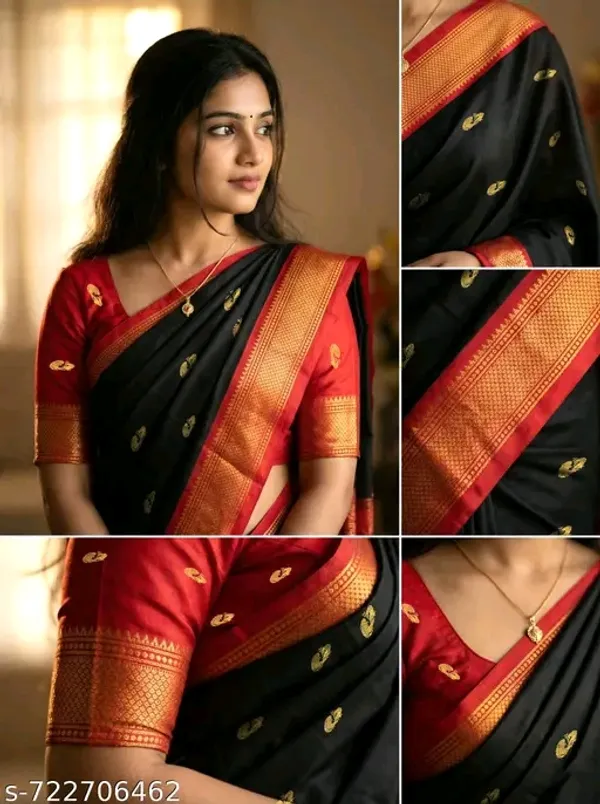 Black_Sico_Silk_Paithani_Zari_Peacock_Boota_Saree_For_Women