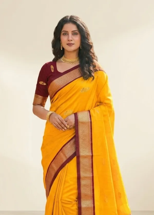 Yellow_Sico_Silk_Paithani_Zari_Pallu_Saree_For_Women