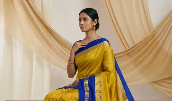 Yellow_Sico_Silk_Paithani_Elephant_Zari_Border_Saree_For_Women