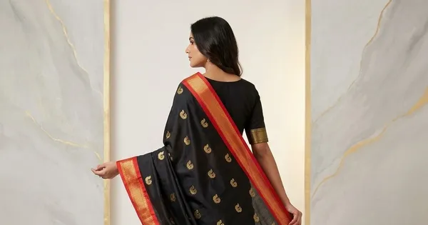 Black_Sico_Silk_Paithani_Butta_Weave_Contrast_Border_Saree_For_Women