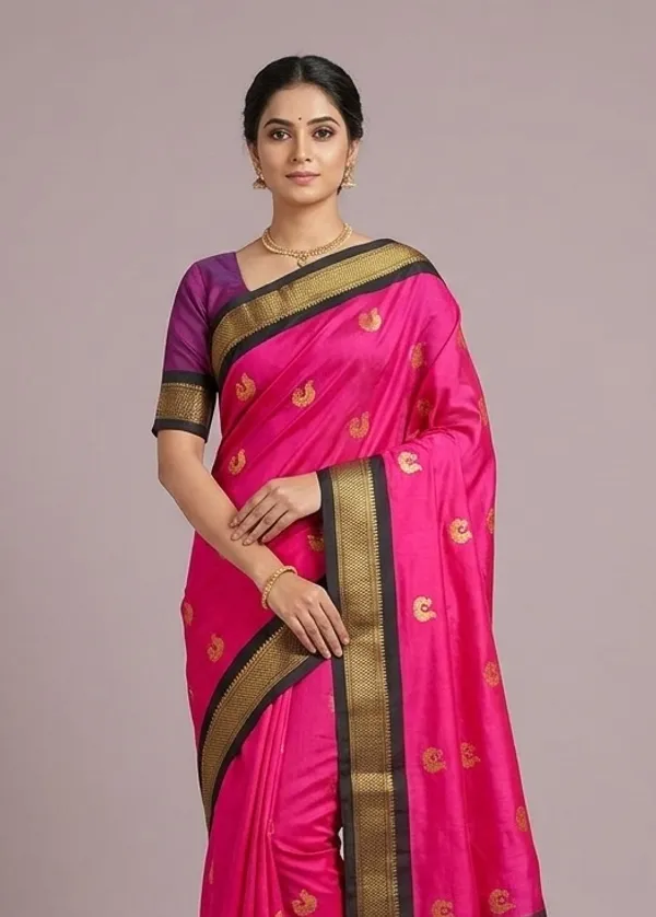 Pink_Sico_Silk_Paithani_Zari_Border_Saree_For_Women