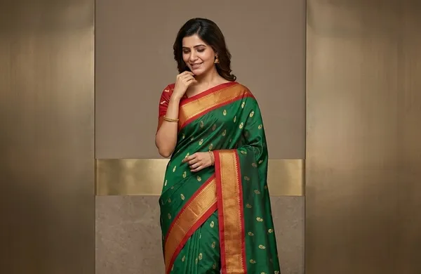 Bottle_Green_Sico_Silk_Paithani_Zari_Border_Saree_For_Women