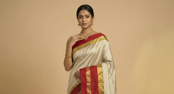 Beige_Sico_Silk_Paithani_Elephant_Zari_Border_Saree_For_Women