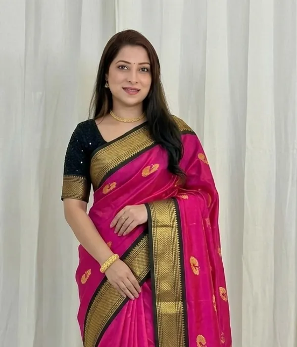 Pink_Sico_Silk_Paithani_Zari_Border_Traditional_Saree_For_Women