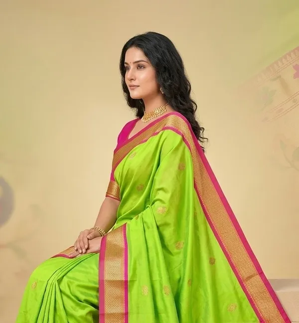 Lime_Sico_Silk_Paithani_Zari_Pallu_Saree_For_Women
