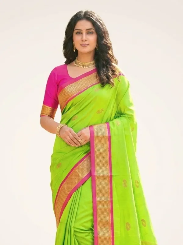 Lime_Sico_Silk_Paithani_Zari_Pallu_Saree_For_Women