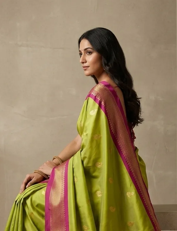 Lime_Sico_Silk_Paithani_Zari_Work_Saree_For_Women