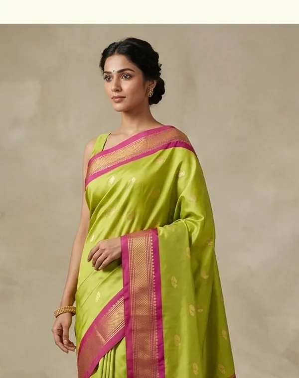 Lime_Sico_Silk_Paithani_Zari_Work_Saree_For_Women