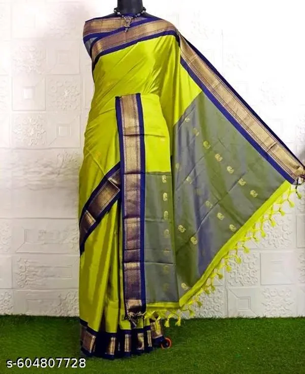 Lime_Sico_Silk_Paithani_Zari_Border_Saree_For_Women