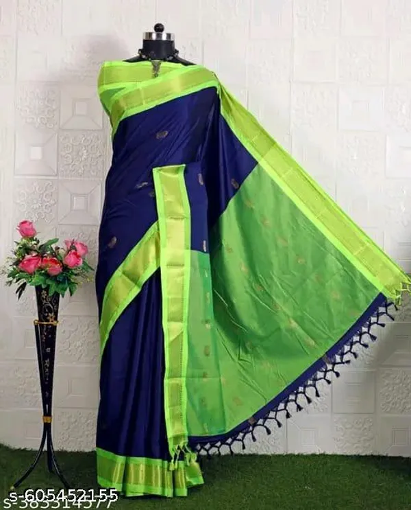 Blue_And_Green_Sico_Silk_Paithani_Zari_Border_Saree_For_Women