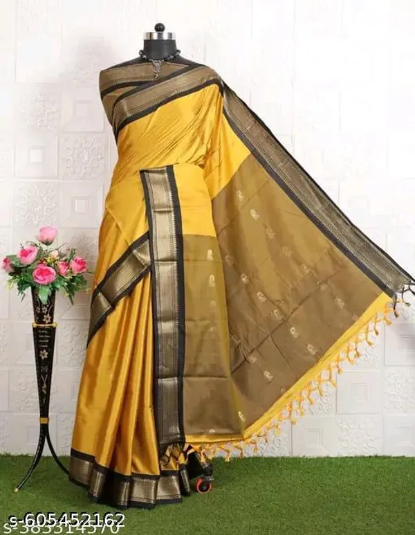 Yellow_Sico_Silk_Paithani_Zari_Border_Saree_For_Women
